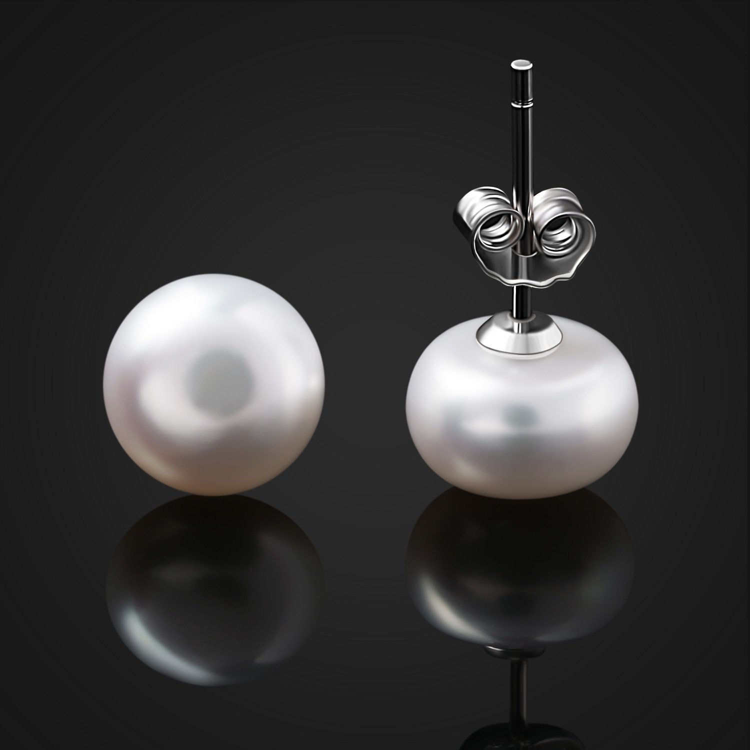 Pendientes plata de ley 925 EYS Jewelry perlas sintéticas 8 mm en estuche de regalo 