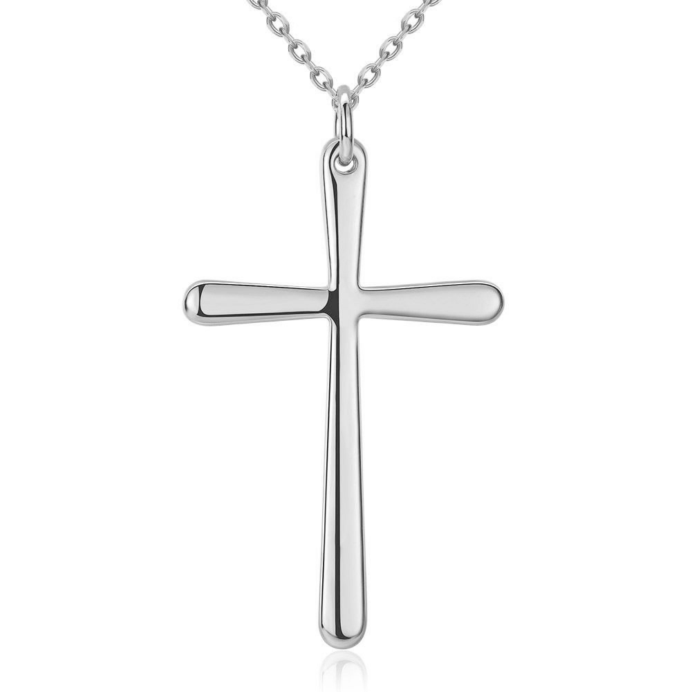 Crucifijo de Plata, collar colgante Cruz elegante para hombres y mujeres con cadena de plata 45 cm – 24Joyas tienda de compra de relojes y joyas