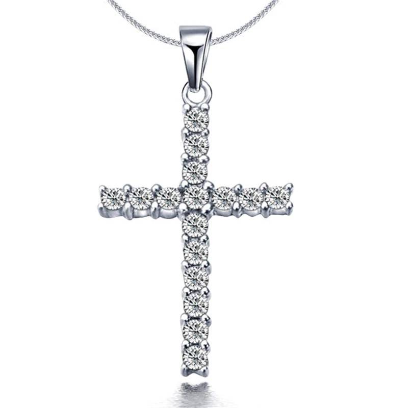 collar Sumamente elegante Colaborar con Crucifijo de Cristal Circonitas, collar colgante Cruz elegante para mujeres  con cadena de plata de 43 + 5 cm – 24Joyas tienda de compra de relojes y  joyas