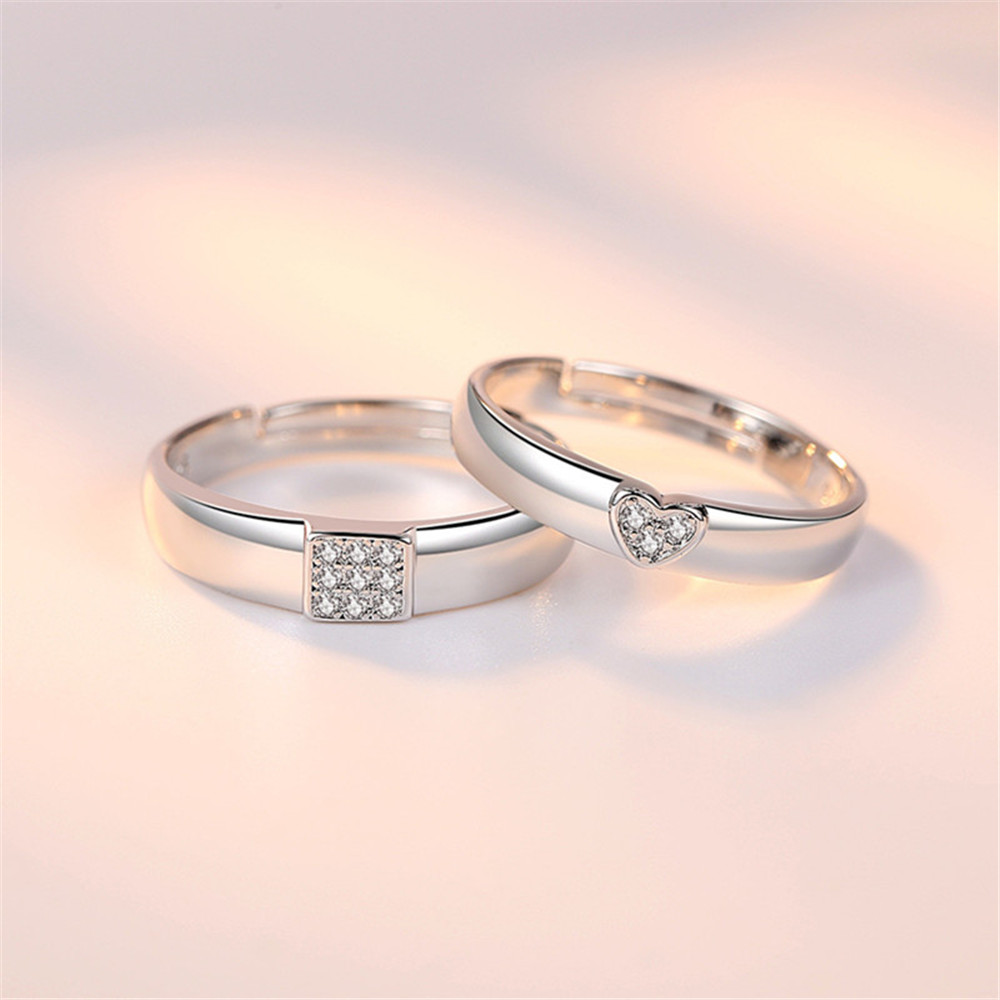 Pareja de Anillos Ajustables de Plata de Ley 925 para Enamorados. Regalo  romántico ideal para Compromiso, Navidad, Aniversario – 24Joyas tienda de  compra de relojes y joyas