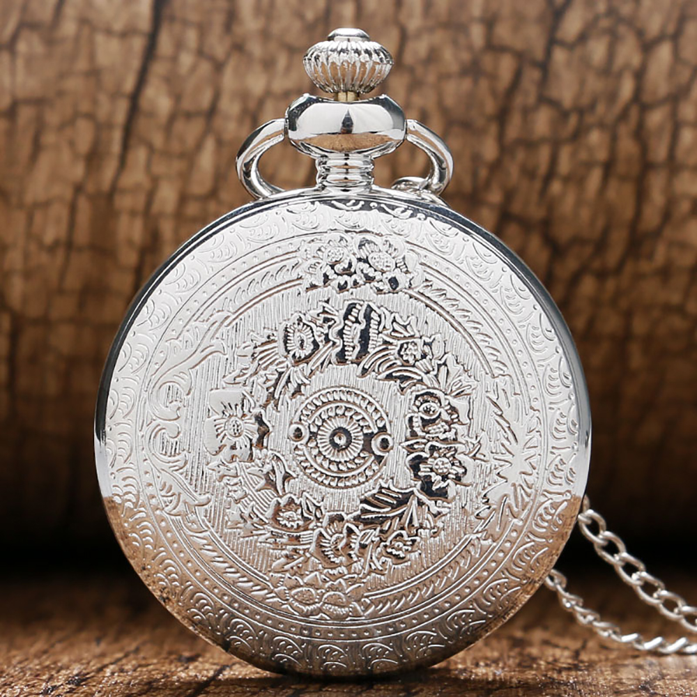 Reloj de Bolsillo plateado con Cadena y Grabado en caja con de cebolla retro – 24Joyas tienda de compra de relojes y joyas