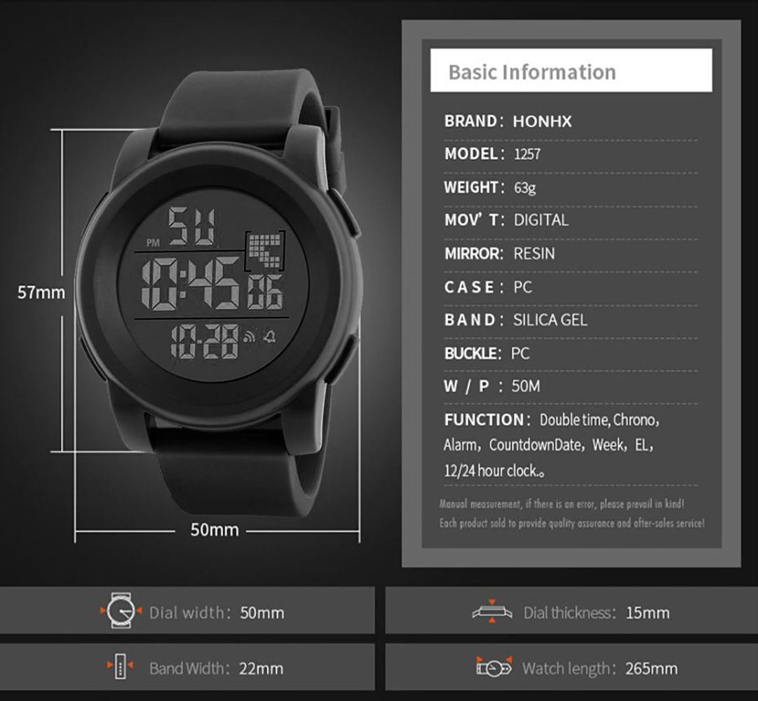 Reloj Deportivo Digital Impermeable Para Hombres Y Mujeres 592