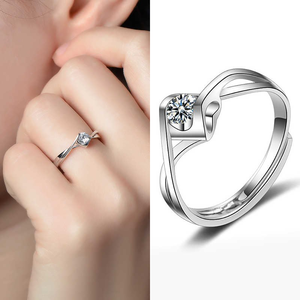 Anillo Adaptable Corazón en Acero con una circonita 5A para mujer, boda, enamorados, aniversario o regalo romántico – tienda de compra de relojes y joyas